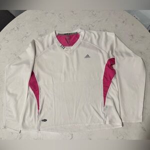 Adidas Women's Long Sleeve White and Pink Tee